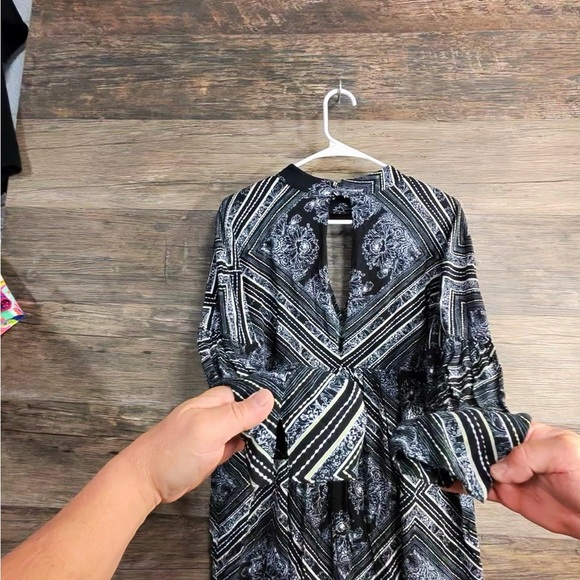 Free People Black and White Patterned Blouse - Picture 2 of 10